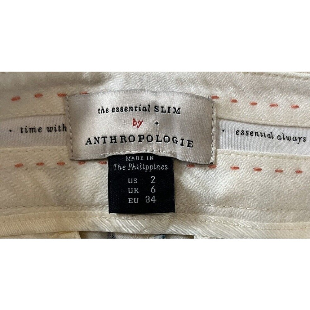 Anthropologie The Essential Slim Striped Crop Trouser Pants Size 2 - Picture 3 of 9